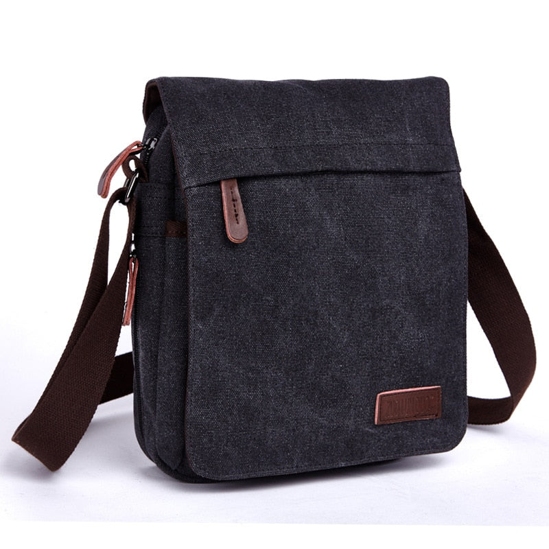 Sacoche Bandoulière Homme Tissu Noir