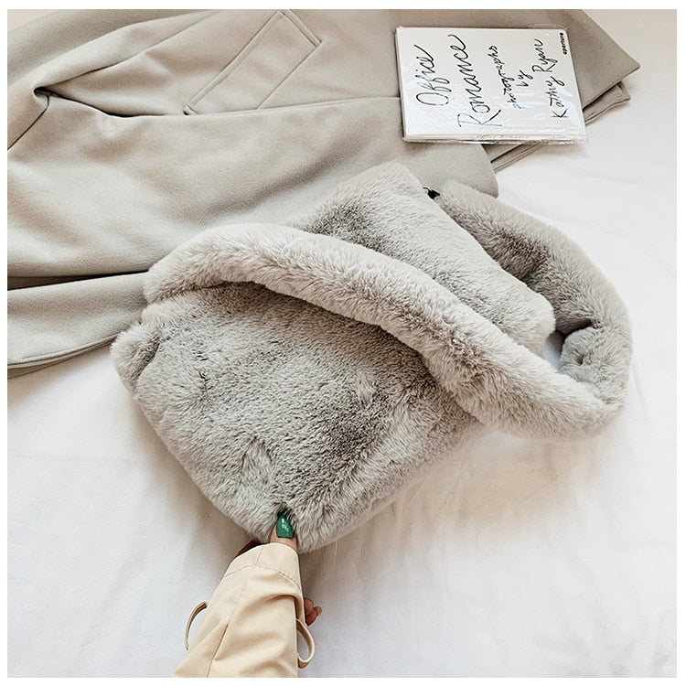 Sac Bandoulière Fourrure Gris
