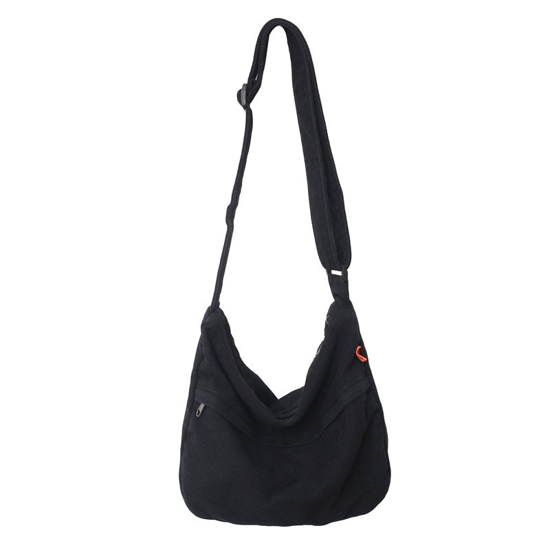 Sac Besace Toile Kaki Femme Noir (30cm<Max Length<50cm)