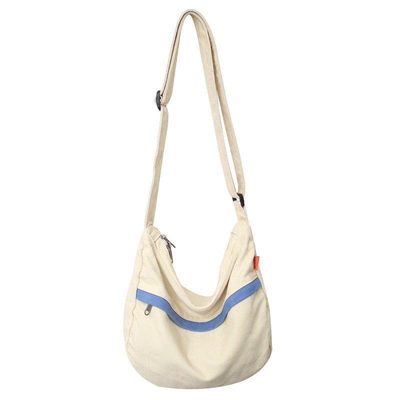 Sac Besace Toile Kaki Femme Beige Canvas Bag (30cm<Max Length<50cm)