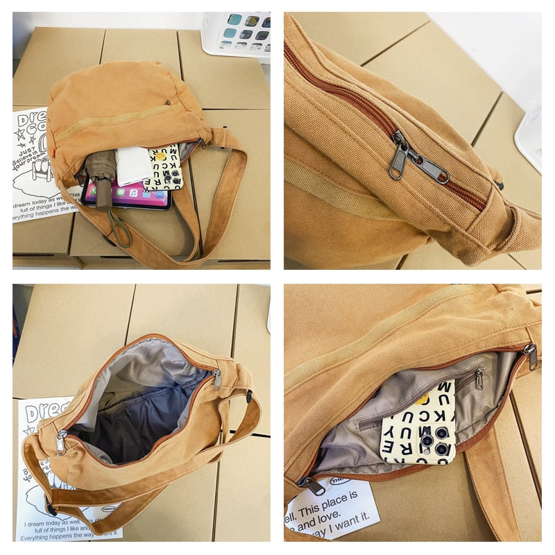 Sac Besace Toile Kaki Femme
