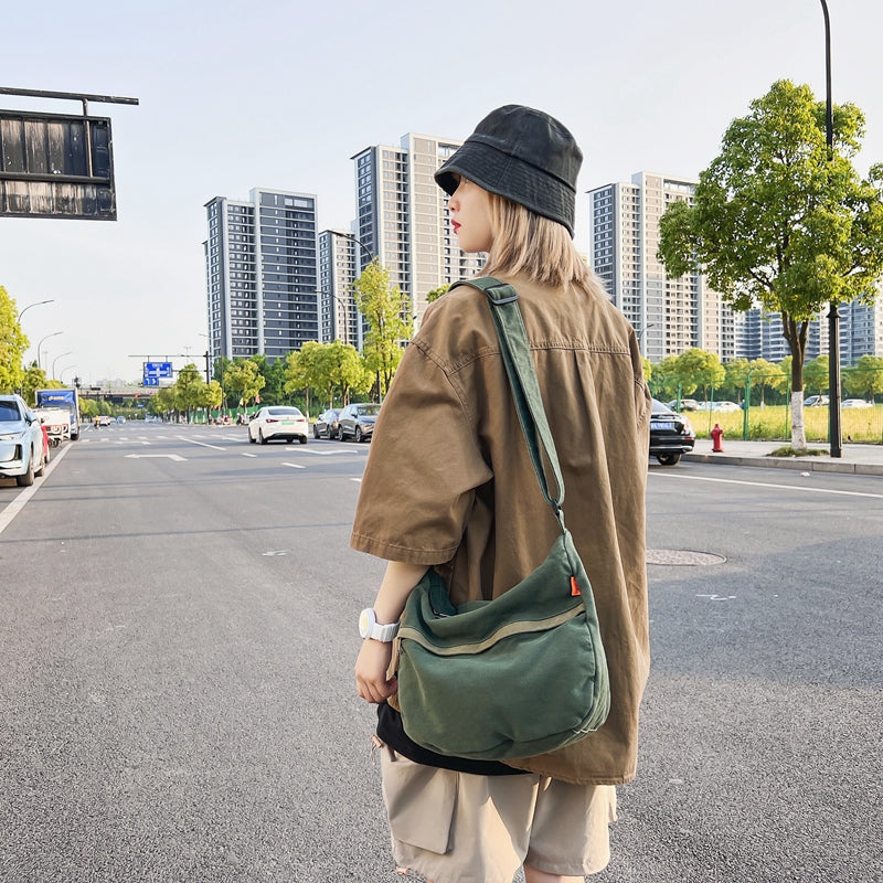 Sac Besace Toile Kaki Femme