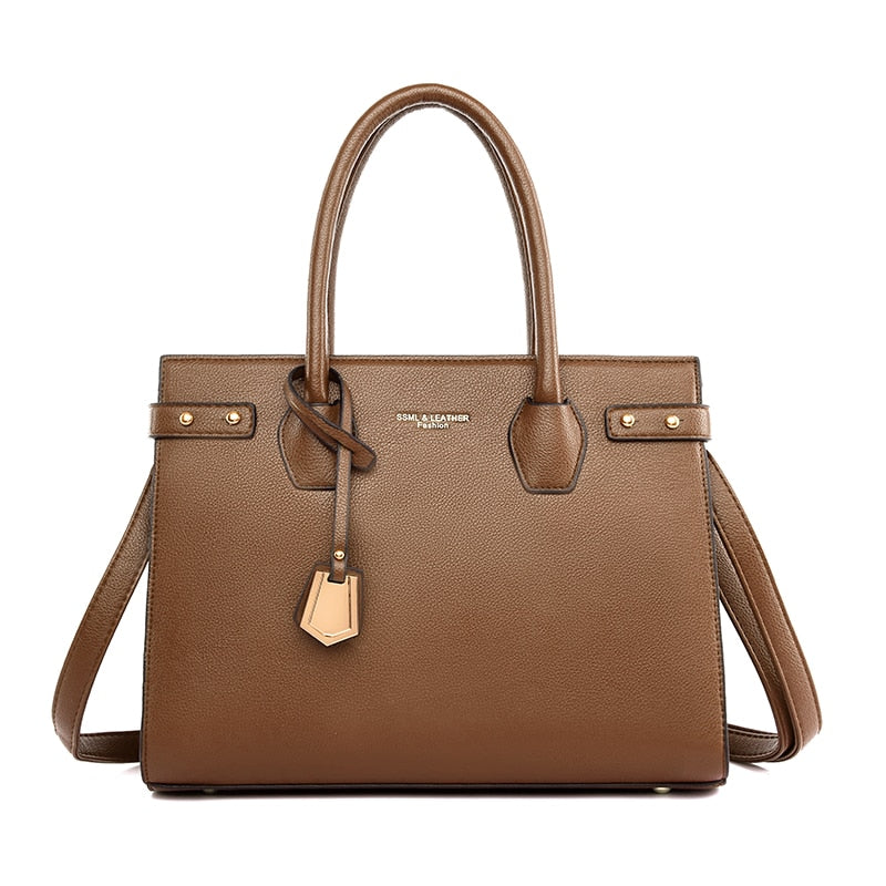 Grand Sac Bandoulière Plusieurs Compartiments Marron