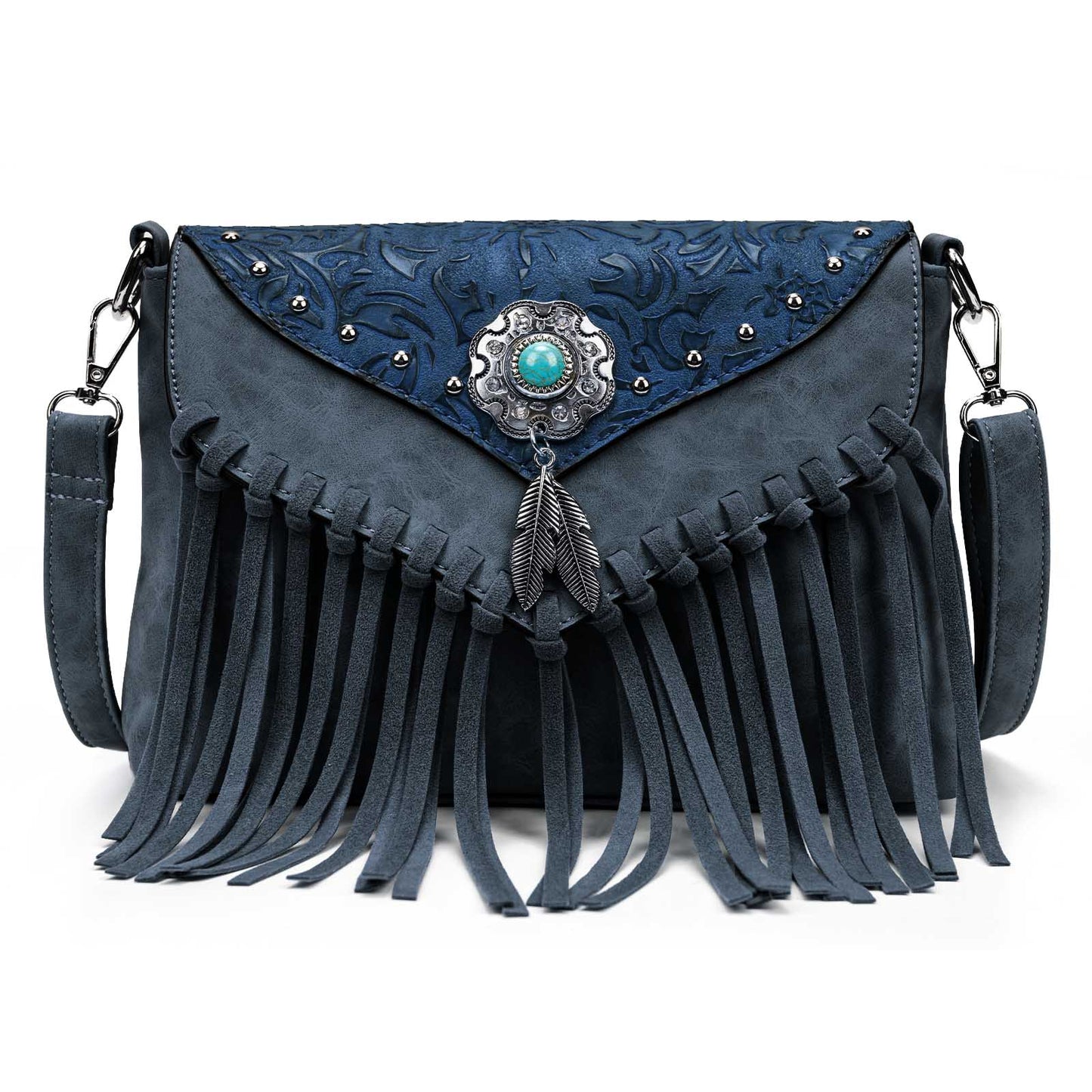 Sac Bandoulière Frange Bleu foncé