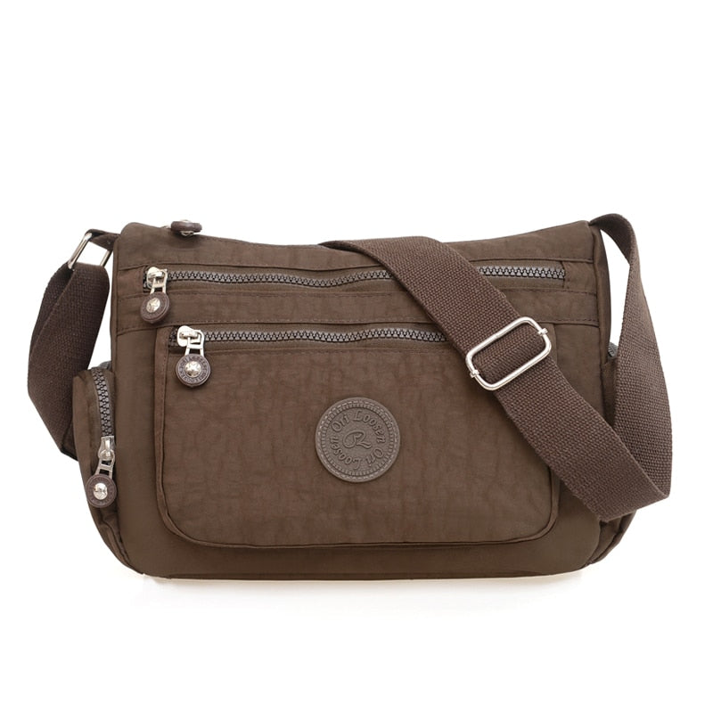 Sac Bandoulière Femme Nylon Imperméable Marron