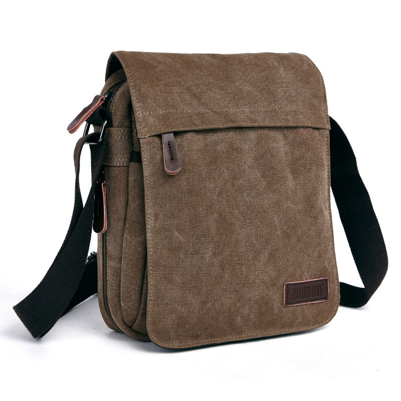 Sacoche Bandoulière Homme Tissu Café