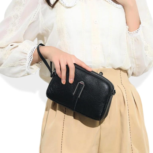 StyleBREAKER Sac Bandoulière Cuir Véritable Daim Souple - Mini Sac Téléphone Avec Fermeture Éclair