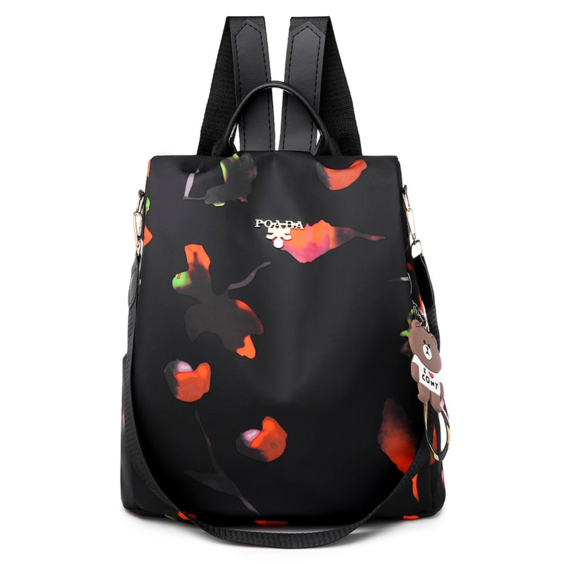 Sac à Dos Convertible Bandoulière Femme Pétales oranges  
