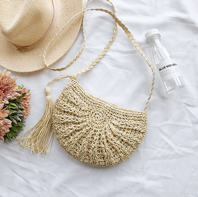 Sac Bandoulière Macramé Beige  