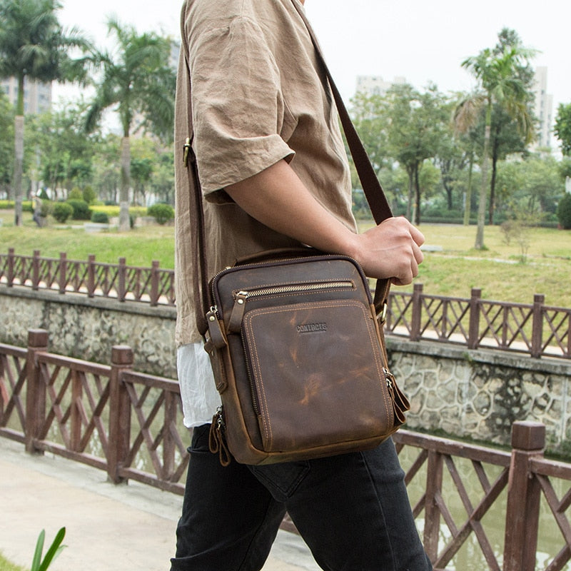 Sac Bandoulière Homme Marron   