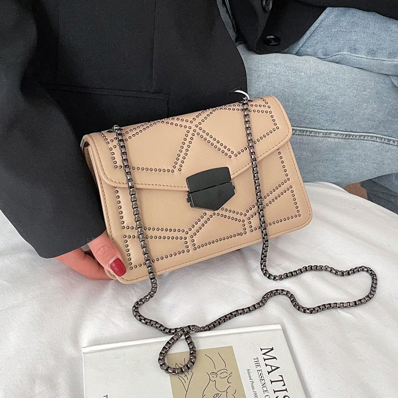 Sac Noir Bandoulière Chaine Kaki  