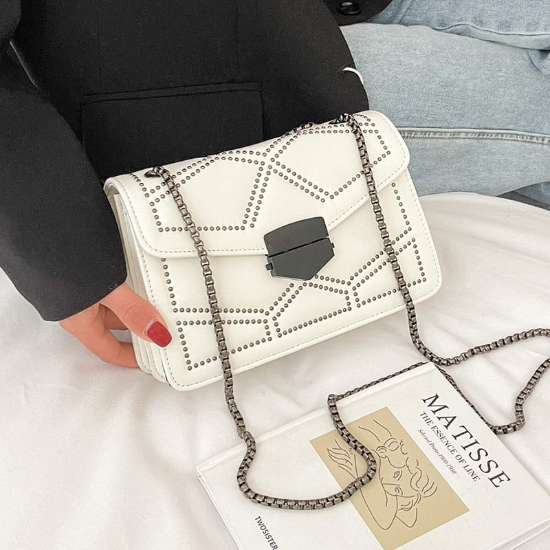 Sac Noir Bandoulière Chaine Beige  