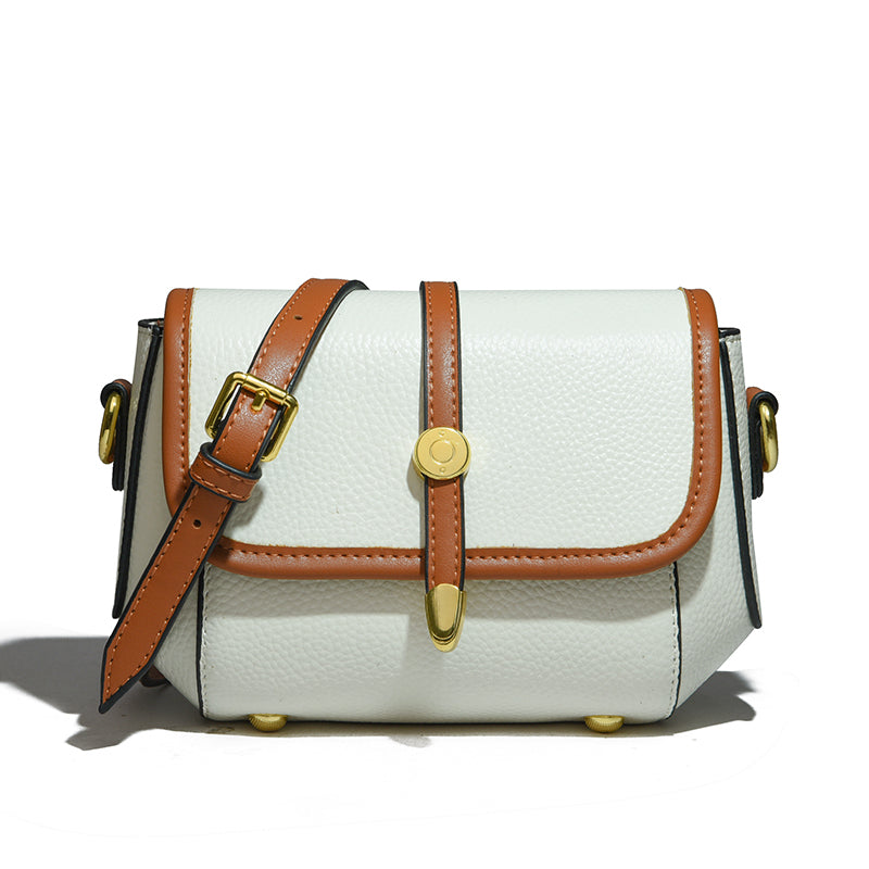 Petite Pochette Bandoulière Cuir Femme Beige 15cm 9cm 14cm 