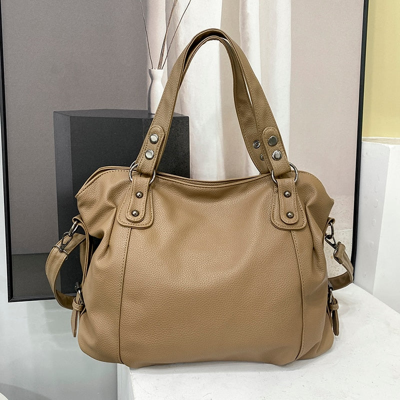 Grand Sac Besace Cuir Femme Kaki  
