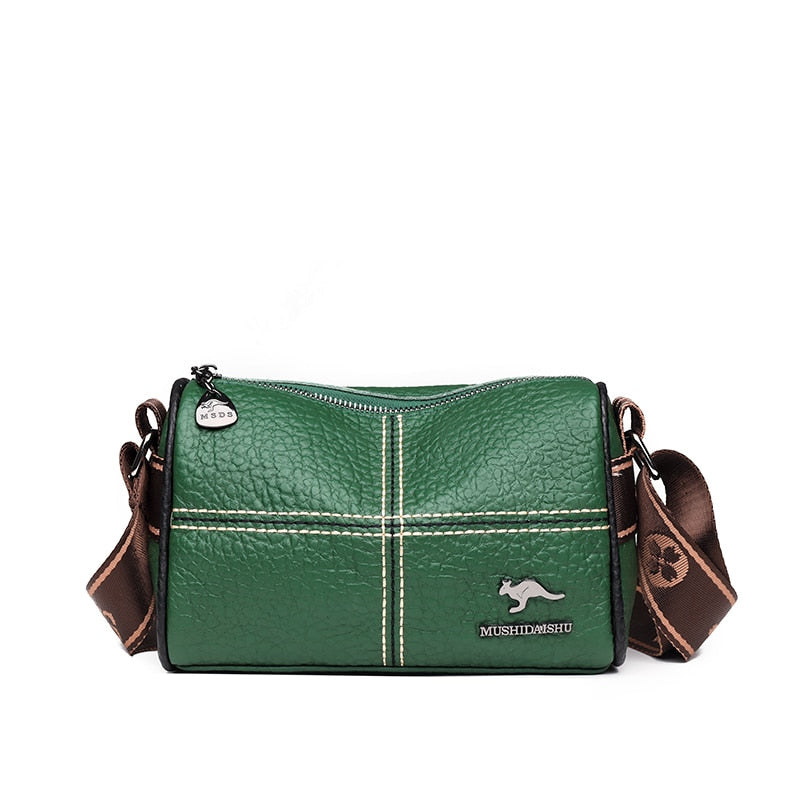 Sac Baguette Cuir Noir Vert  