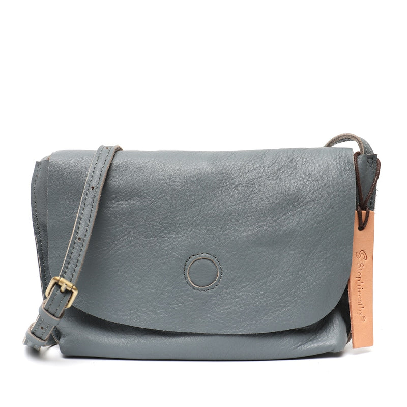 Genuine Leather Sac Bandoulière Bleu  