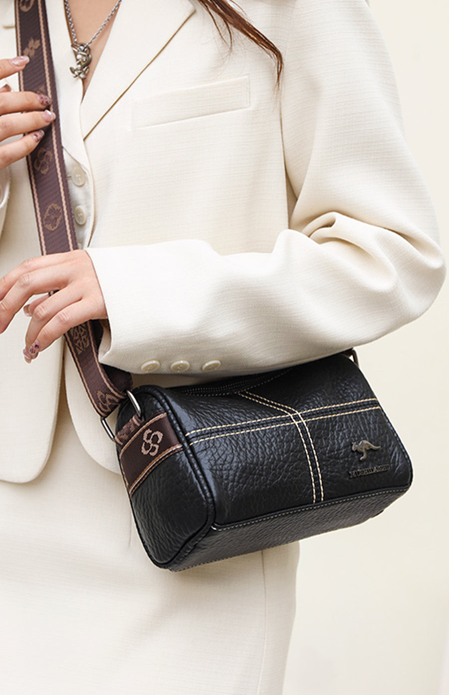 Sac Baguette Cuir Noir   