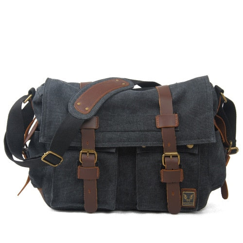 Sacoche Bandoulière Homme Toile Carbonne 35cmX12cmX28cm 