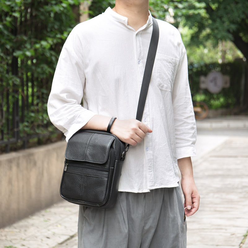Sac Bandoulière Homme Cuir Noir   