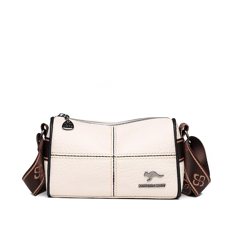 Sac Baguette Cuir Noir Beige  