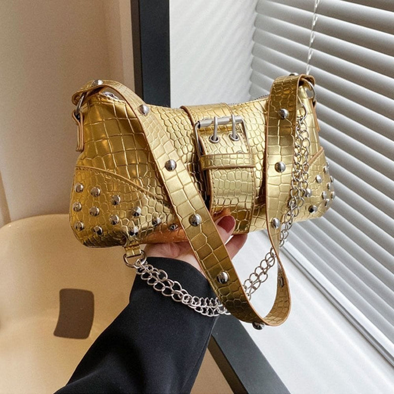 Sac Bandoulière Clouté Doré  
