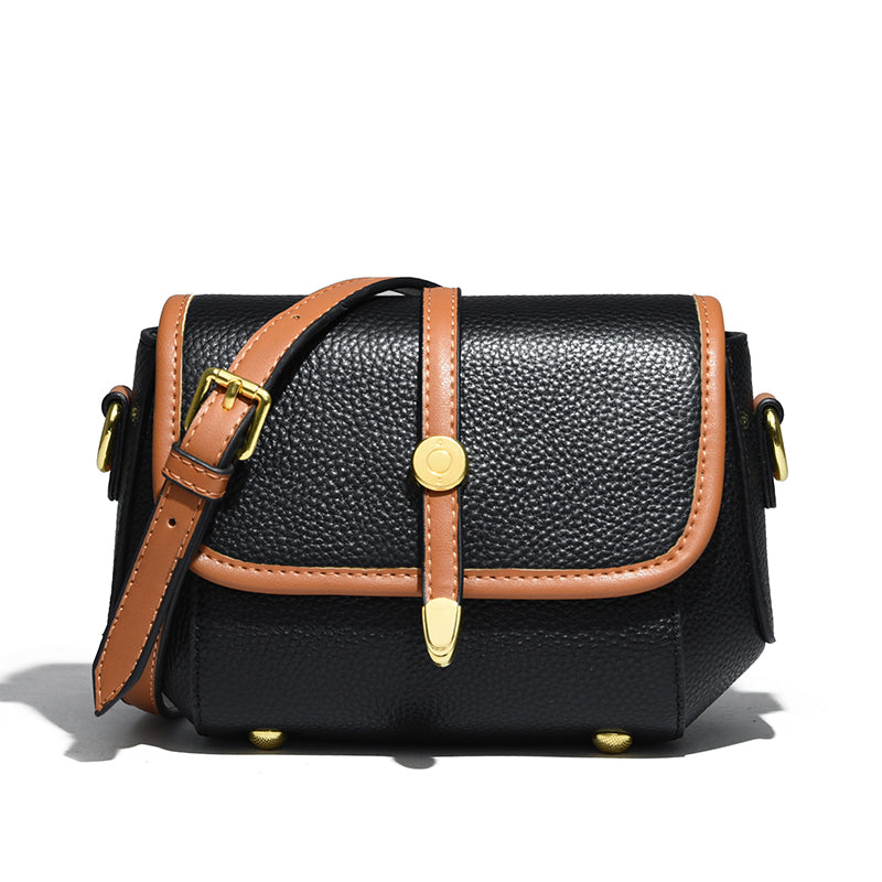 Petite Pochette Bandoulière Cuir Femme Noir 15cm 9cm 14cm 