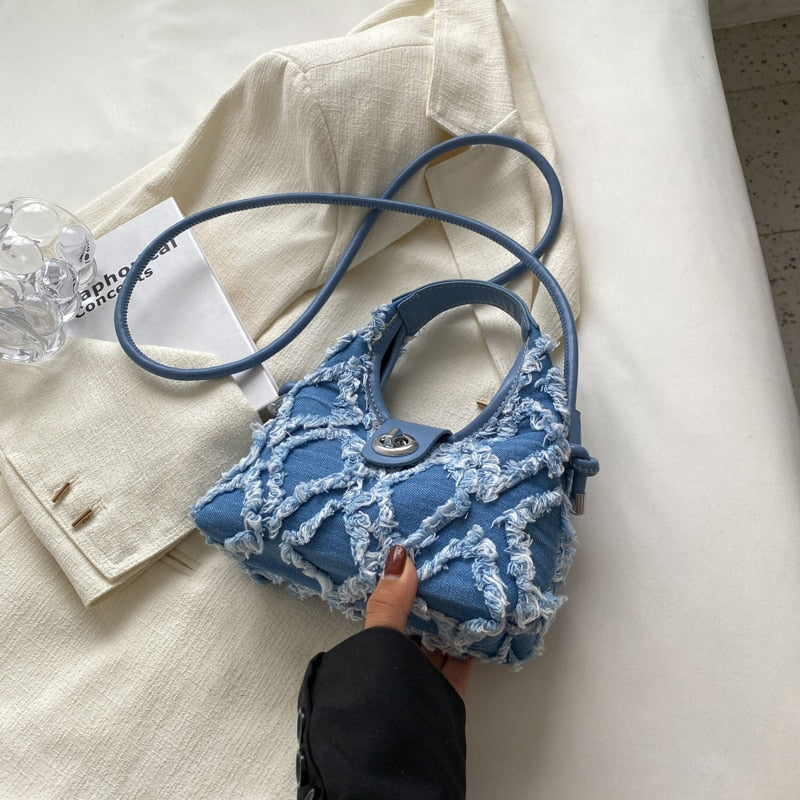 La Bandoulière en Tissu pour Femme Bleu  