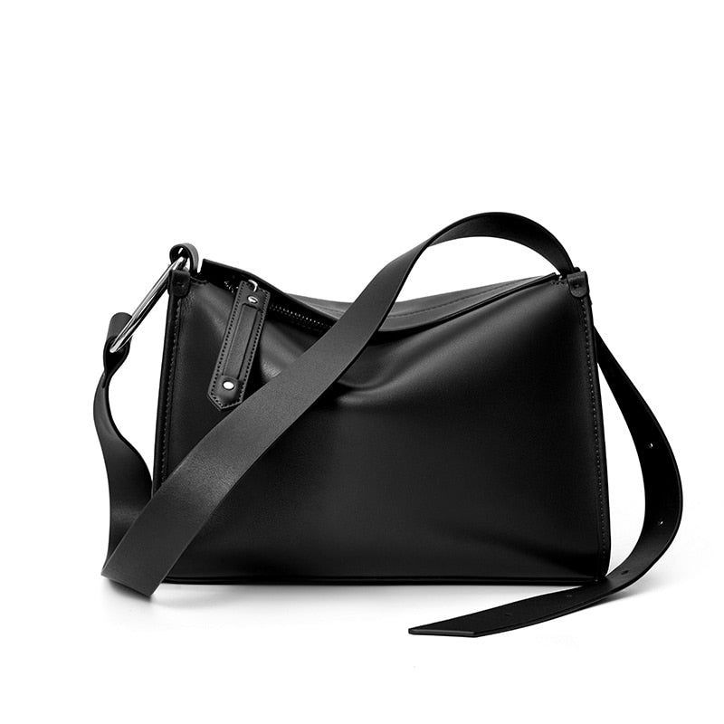 Sac Baguette Cuir Noir 27cm 