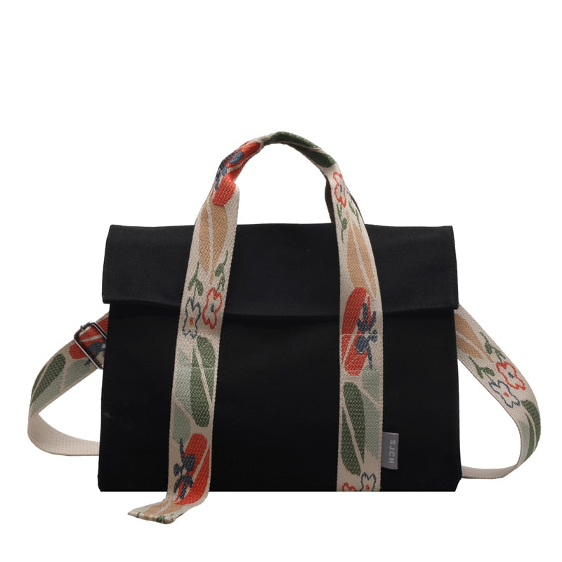 Sac Besace Toile Femme Noir coloré 31x24x16cm China