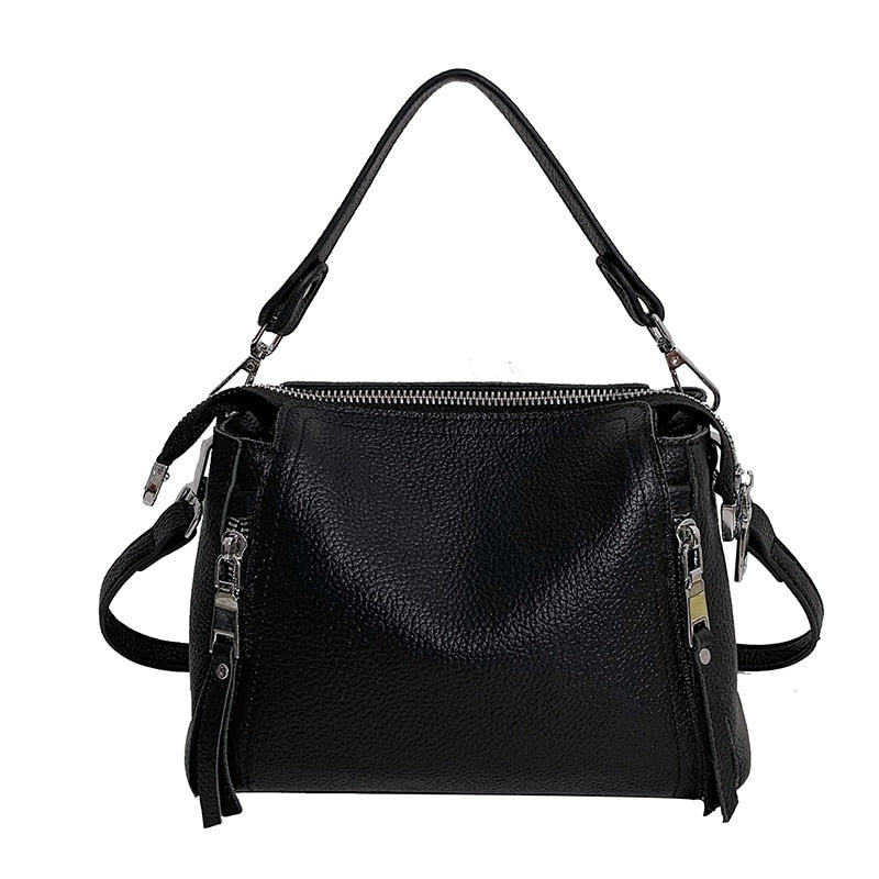 Sac Besace Femme Cuir Souple Noir  