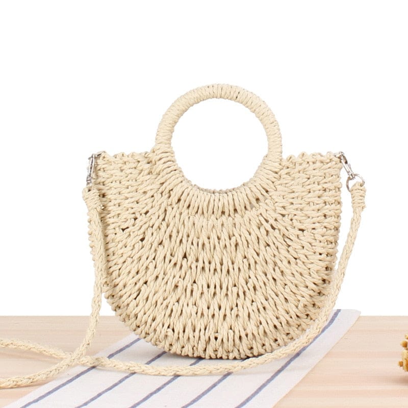 Le Sac à Bandoulière en Raphia Beige  
