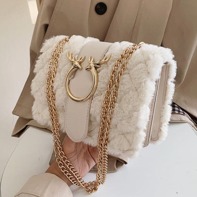Le Sac à Bandoulière Moumoute Blanc  